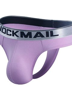 Однотонные стринги на брендированной резинке фиолетового цвета JOCKMAIL RTJM1029-5